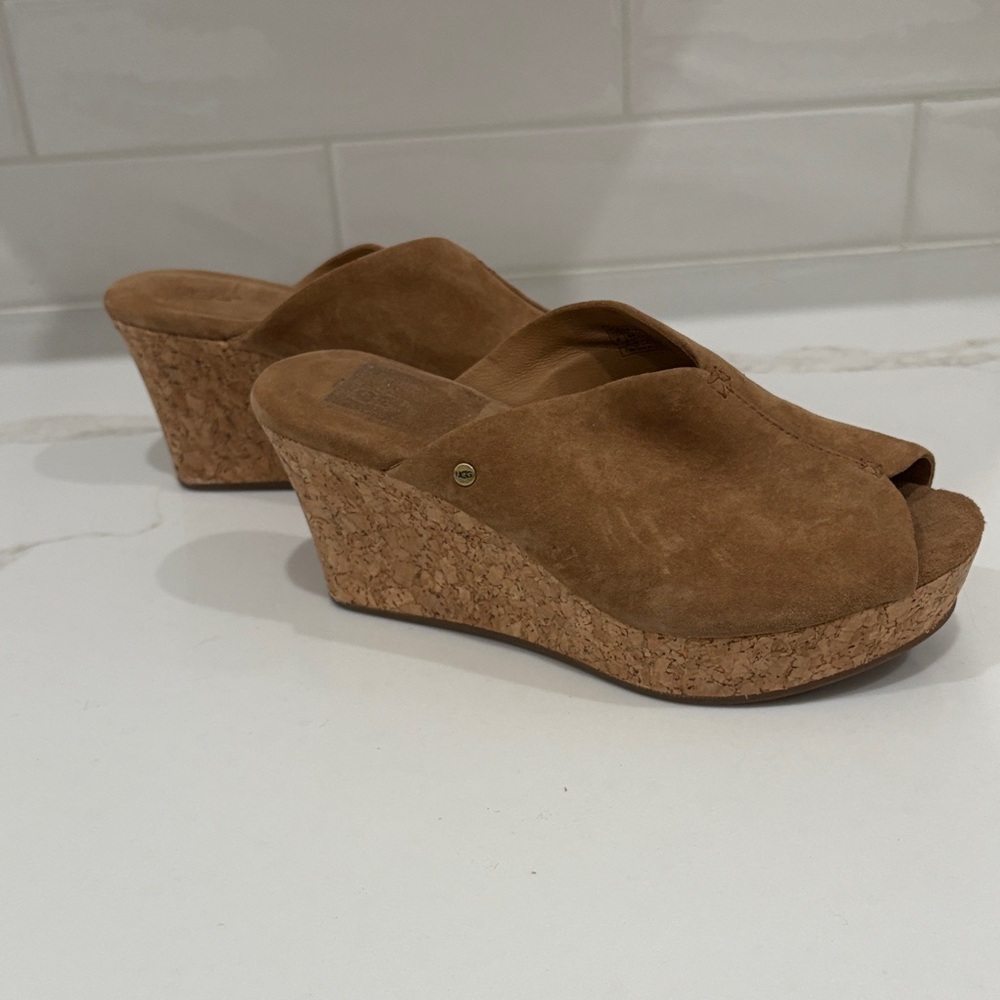UGG Brown Suede Wedge Sandals